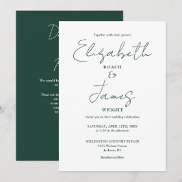 Convite Casamento de Código QR Minimalista Verde Esmeralda