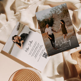 Convite Casamento de código QR moderno de script de foto m