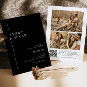 Convite Casamento de Código QR para Colagem de Fotos em Pr