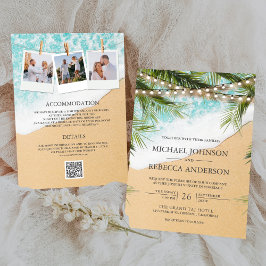 Convite Casamento de Código QR para Luzes de Palma de Prai