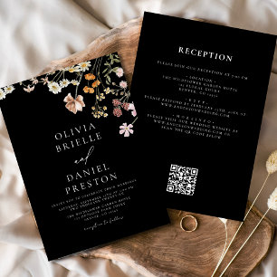 Convite Casamento de Código QR para o Wildflower todo em u