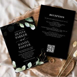 Convite Casamento de Código QR Preto de Todos em Um Eucaly