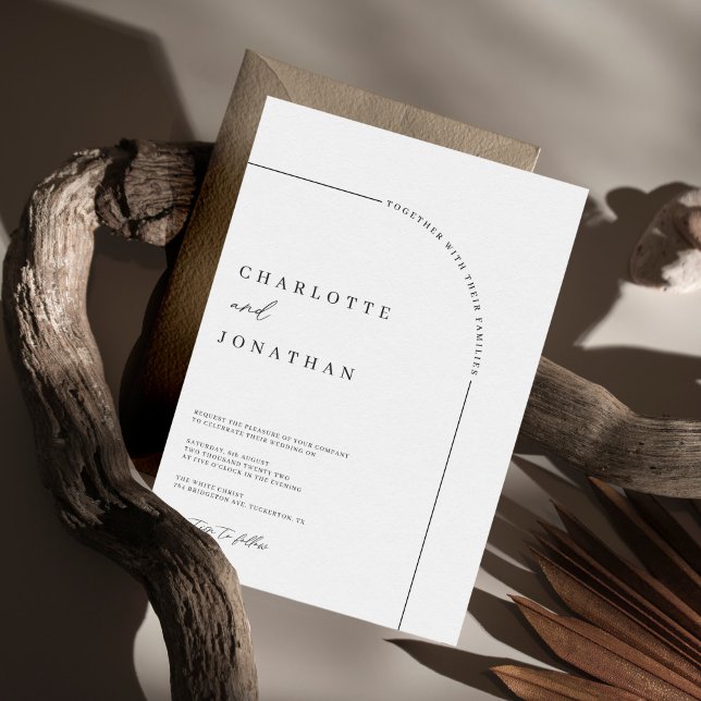 Convite Casamento de Código QR preto e branco de arco mode (Criador carregado)