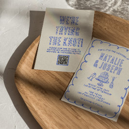 Convite Casamento de Código QR Quirky Escrito Desenho Da M