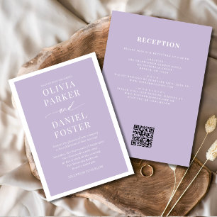 Convite Casamento de Código QR Roxo Tudo em Uma Lavanda