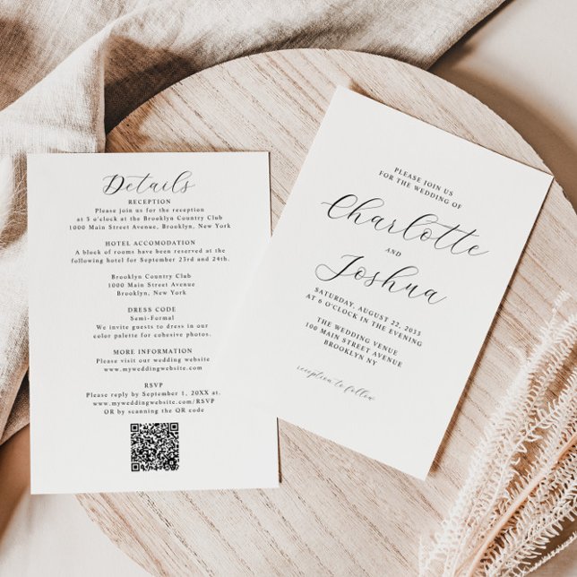Convite Casamento de Código QR RSVP de Detalhes Mínimos El (Criador carregado)