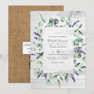 Convite Casamento de código QR RSVP rústico de eucalipto l