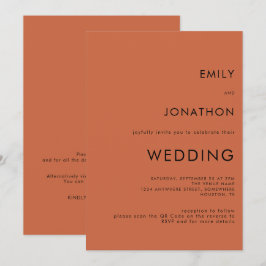 Convite Casamento de Código QR Terracotta com Tipografia S