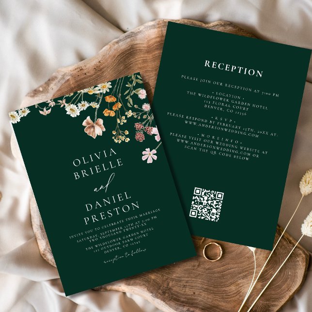Convite Casamento de Código QR Tudo em um Emerald Green (Criador carregado)
