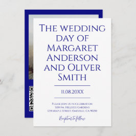 Convite Casamento de Código QR - Tudo em um Marinho Minima