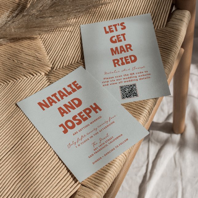 Convite Casamento de Código QR Único do Funky com Cor Negr (Criador carregado)