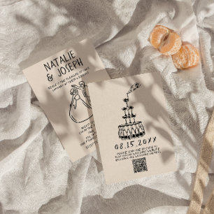 Convite Casamento de Código QR Único do Quirky Desenhado P