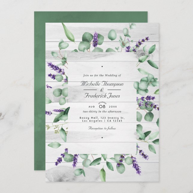 Convite Casamento de Código RSVP de Código de Código de La (Frente/Verso)