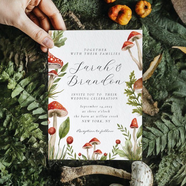 Convite Casamento de Cogumelo de Cobra de Madeira (Criador carregado)
