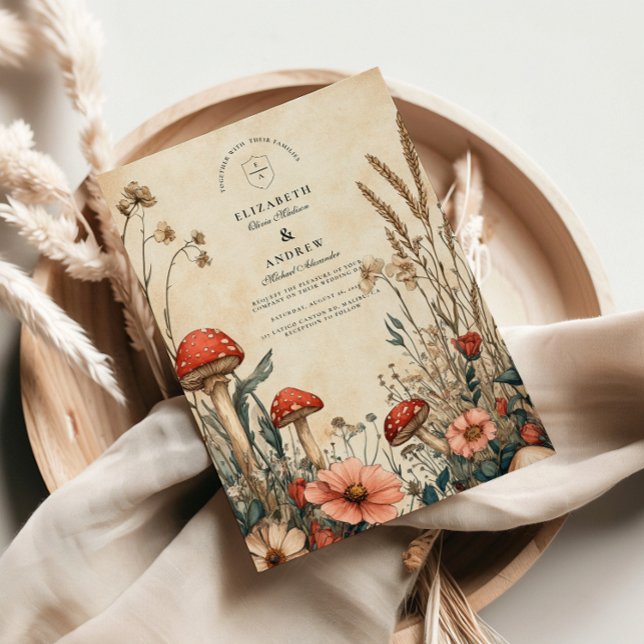 Convite Casamento de Cogumelos de Woodland Whimsical (Criador carregado)