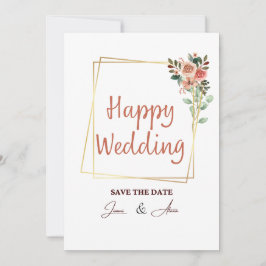 Convite Casamento de Colagem de Fotos Castanho-Claro Elega