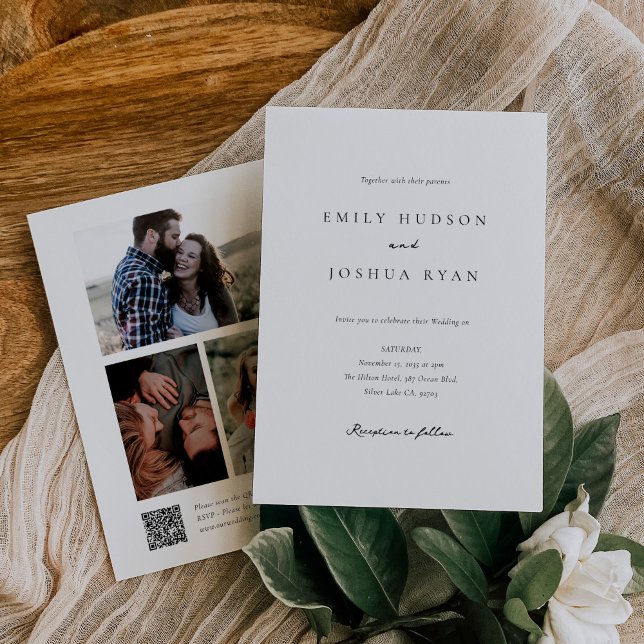 Convite Casamento de Colagem de Fotos de Script Elegante (Criador carregado)