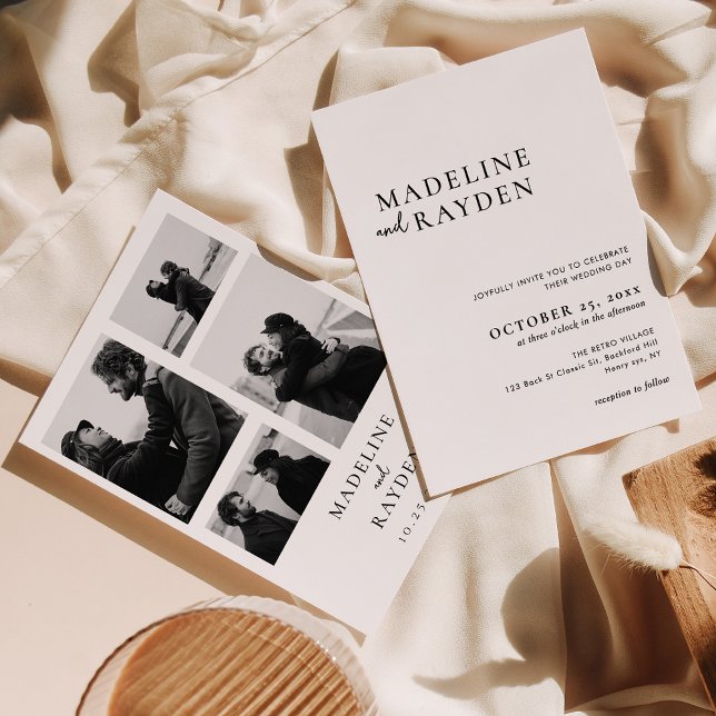 Convite Casamento de Colagem de Fotos de Simplicidade Eleg (Criador carregado)