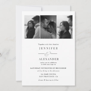 Convite Casamento de Colagem de Fotos Elegante