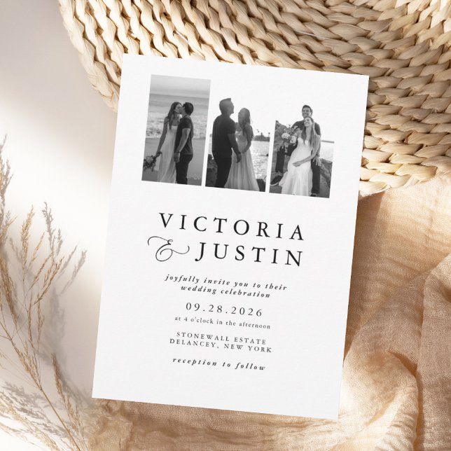 Convite Casamento de Colagem de Fotos Moderna ELLA (Criador carregado)