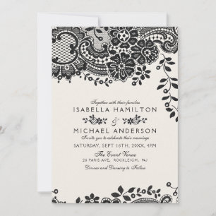 Convite Casamento de colar elegante e preto