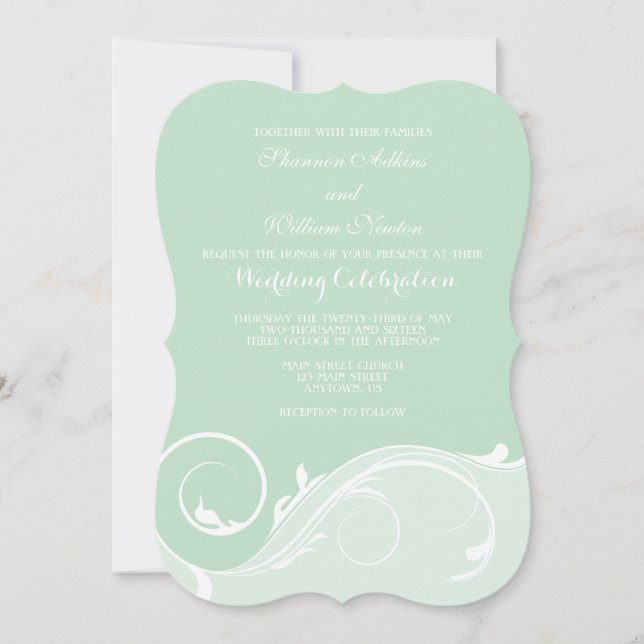 Convite Casamento de Colchete Floral de Mint Green Invites (Frente)