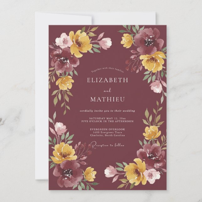 Convite Casamento de Colheita Suntuoso Marrom (Frente)
