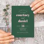 Convite Casamento de Combinação de Mistura Verde-Rosa Mode<br><div class="desc">O Convite para casamento "Mistura Correspondente" verde-rosa moderno apresenta pares de tipos modernos em cores ousadas e modernas.</div>