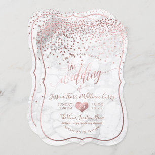 Convite Casamento de Confetti Dourado PixDezines Marble+Fa