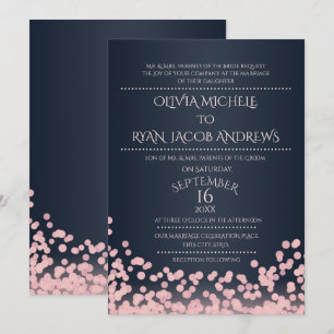 Convite Casamento de Confetti Gala, Rosa e Marinho