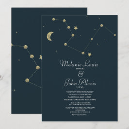 Convite Casamento de Constellação Moderna Minimalista com 