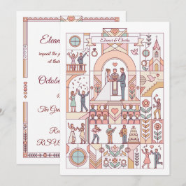 Convite Casamento de Conto de Fadas Art Déco