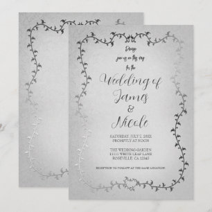 Convite Casamento de Conto de Fadas com Folhas Botânicas P