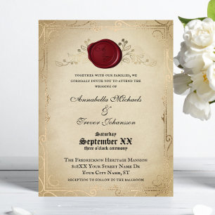 Convite Casamento de Conto de Fadas com Pergaminho Medieva