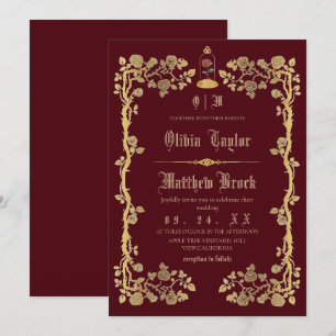 Convite Casamento de Conto de Fadas da Bela e a Fera