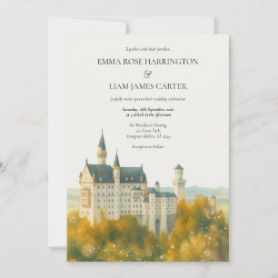 Convite Casamento de Conto de Fadas Elegante no Castelo