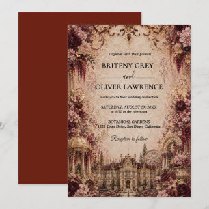 Convite Casamento de Conto de Fadas em Castelo Elegante e