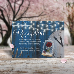 Convite Casamento de Conto de Fadas Rústico Recepção Azul