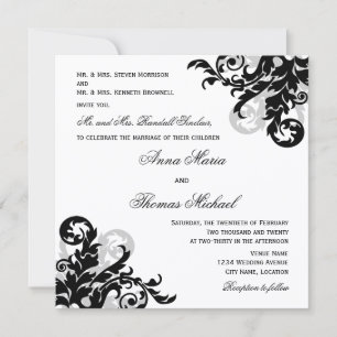 Convite Casamento de Convidados Individuais Floreados de P