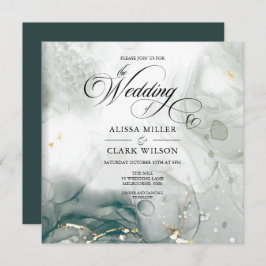 Convite Casamento de Cor Branca e Preta-Chave Moderna