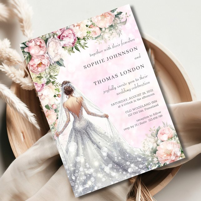 Convite Casamento de cor d'água com noiva (Criador carregado)