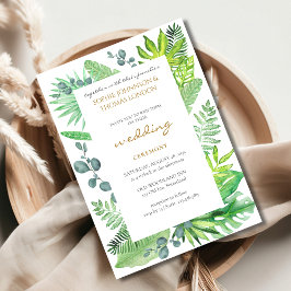 Convite Casamento de cor d'água das folhas tropicais