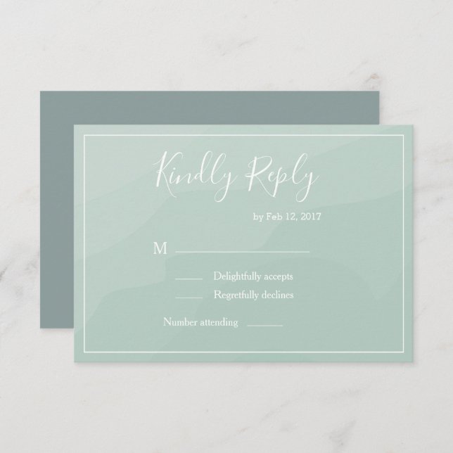 Convite Casamento de cor d'água de turquesa Elegante rsvp (Frente/Verso)