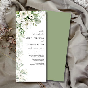 Convite Casamento de cor-de-água com rosa floral verde-poe