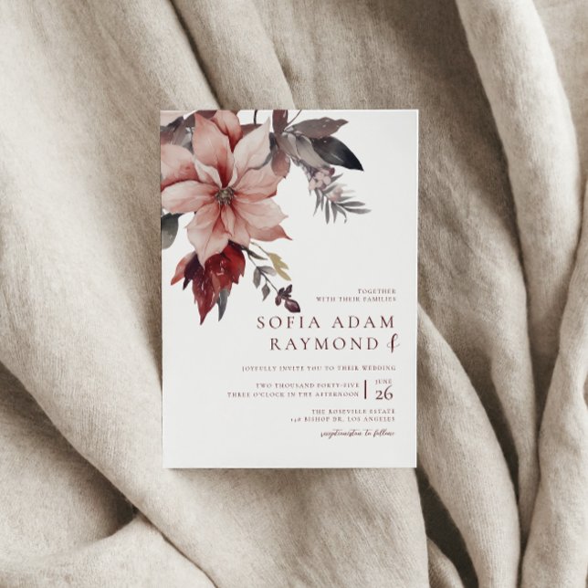 Convite Casamento de cor de água de invernoFlor (Criador carregado)