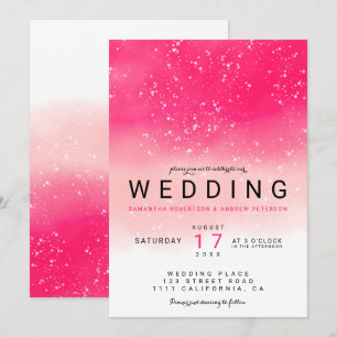 Convite Casamento de cor-de-água rosa-rosa-néon moderno