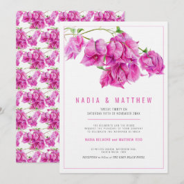 Convite Casamento de cor-de-água roxa-rosa Bougainvillea