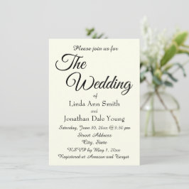 Convite Casamento de Cor de Marfim Estilo Simples