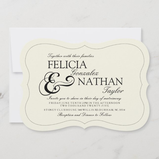 Convite Casamento de Cor do Bold Ampersand Sandstone (Frente)