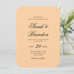 Convite Casamento de Cor Sólida Minimalista em Script
